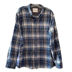 Men's Weatherproof Vintage Blue Plaid Winter Shirt stove XXL